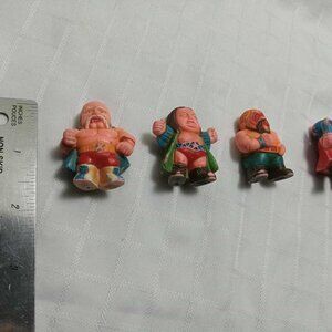 Vintage 1986 Four (4) Mini Wrestler 1.5" Rubber PVC Figure Figurine Toy